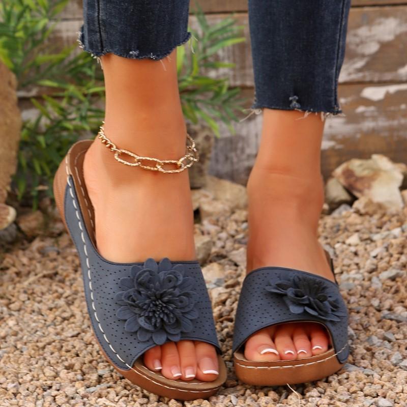 Летние женские сандалии туфли женская обувь для вечеринок женская обувь без застежек женская обувь на танкетке дышащая обувь женская тапочки