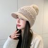 Korean Style New Autumn and Winter Warm Woolen Hat Plus Velvet Ear Protection Fur Ball Versatile Pullover Hat Trend