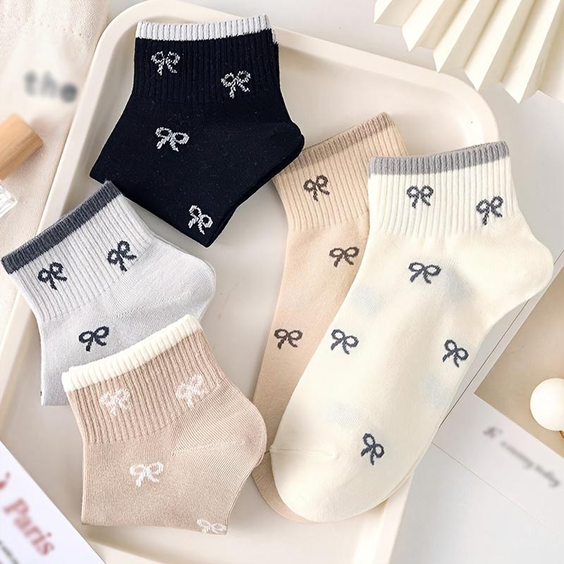 Xiaomi 15 pairs of couple bow socks, four season women's sweet pattern girl heart versatile socks - cute boat socks