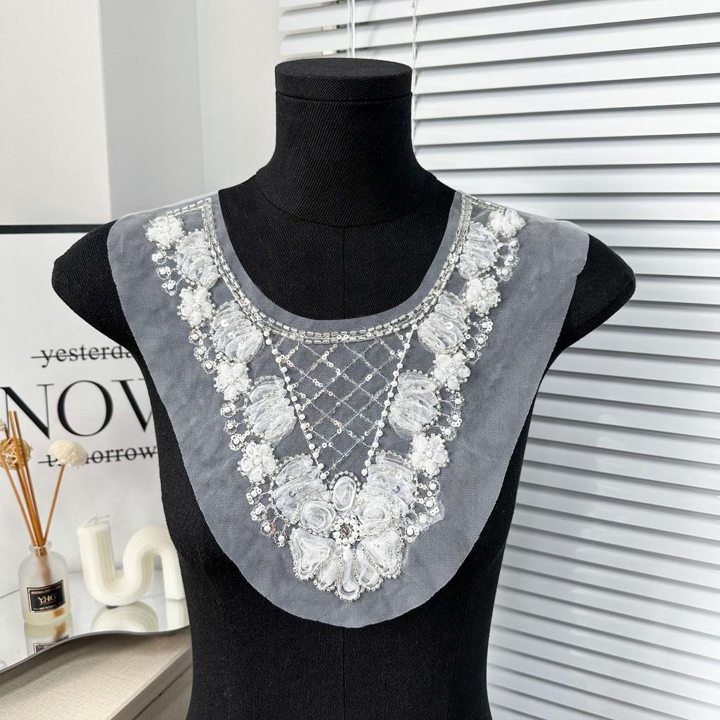 Source White Bead Collar Decoration With Dress Top Neckline Accessories