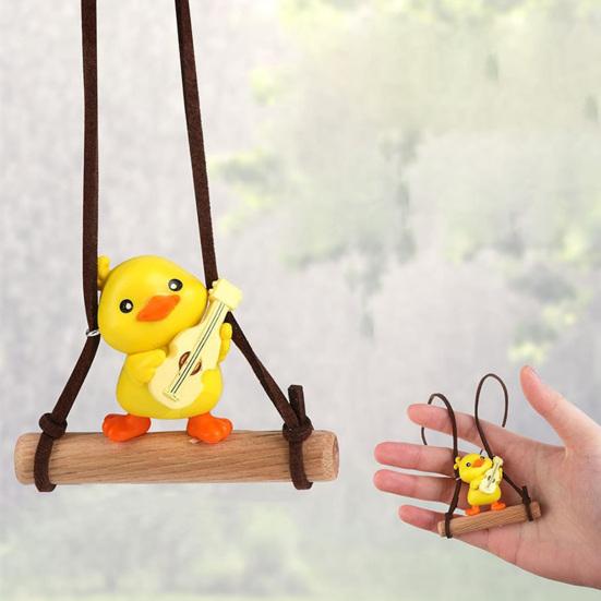Yousheng Swing Duck Pendant Car Rearview Mirror Ornament Cute Animated Car Interior Decor Plastic Bag Charm Keychain