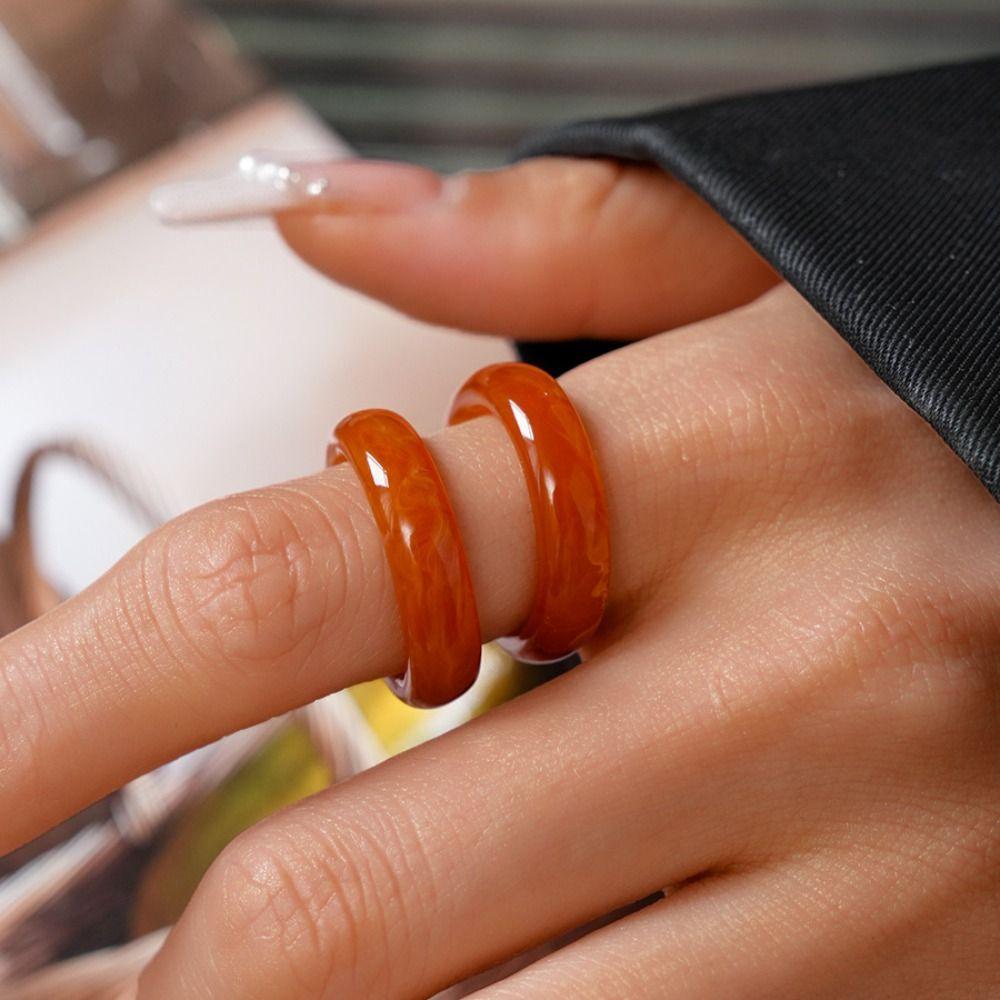 Dopamine Candy Color Finger Buckle Korean Style Geometric Forefinger Ring Solid Resin Ring Women