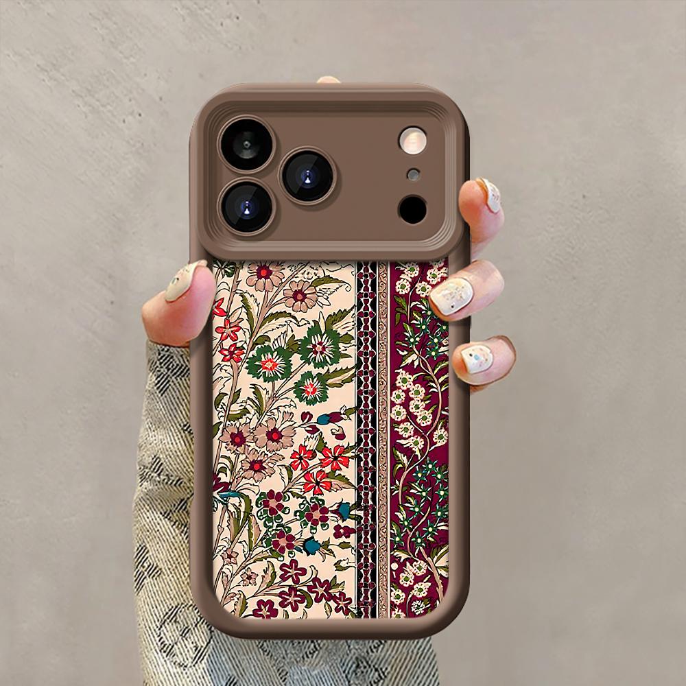 Богемный Красный Цветочный Полосатый Защитный Чехол Для Samsung Galaxy S25 S24 S23 Ultra S22 S21 Plus FE A56 A55 A54 A53 A36 A34 Чехол