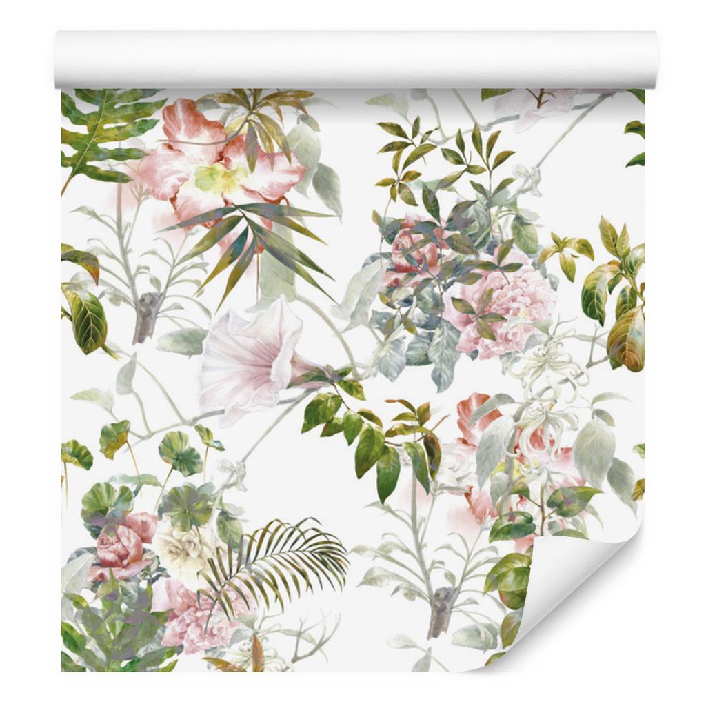 Watercolor Leaves and Flowers Wallpaper for Living Room and Bedroom 50x1000