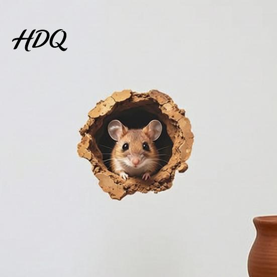 3D Стикеры на стену с отверстиями, Реалистичная наклейка-мышь, Милый стикер-норка крысы, Стикеры отклеивай и приклеивай, Самоклеящийся съемный декор для кухни, спальни, кафе