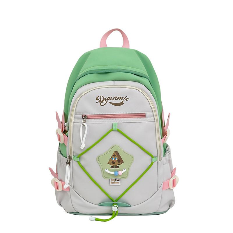 Student Backpack Trendy Nylon School Bag With Padded Shoulder Straps And Spliced Design For Campus Use
