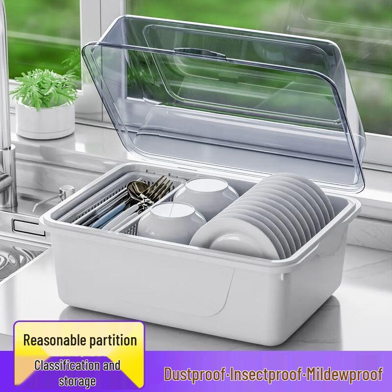 Modern Kitchen Dish Drying Rack with Lid