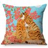 Tropical Jungle Tiger Watercolor Art Sofa Decoration Throw Pillow Case Tropic Leaf Animals Cotton Linen Cushion Cover Cojines