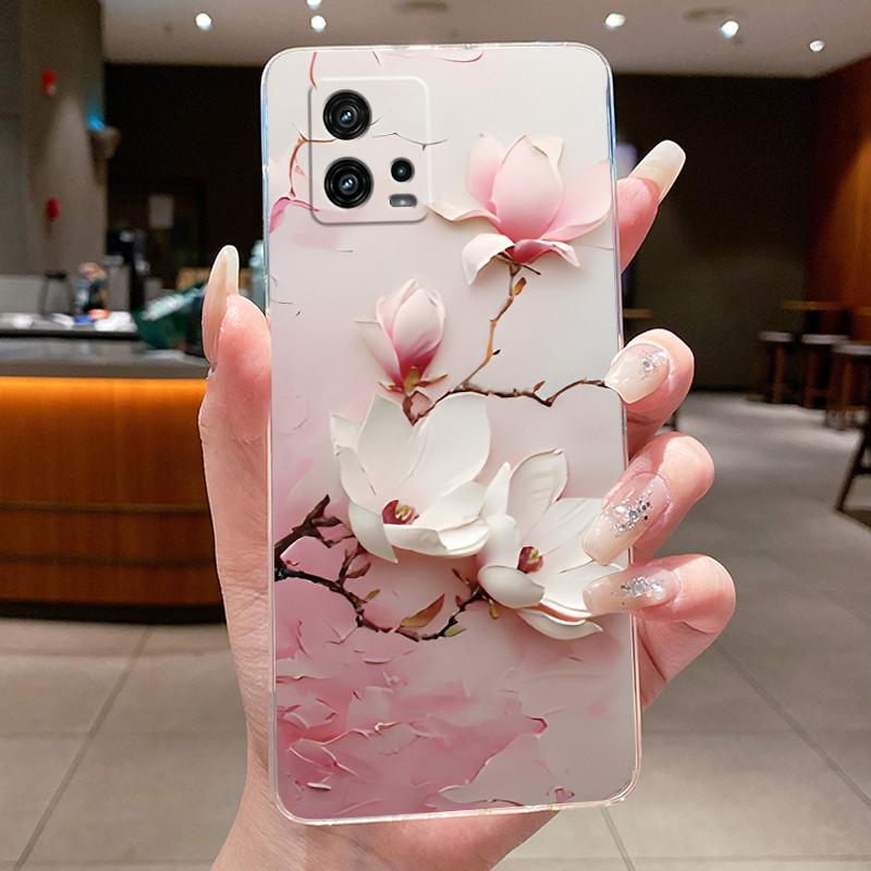 For Cover Motorola Moto G72 Case G 72 Flower design Clear Soft Silicone Back Funda Bumper For Moto G72 MotoG72 Phone Cases Coque