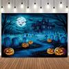 Halloween Skeleton Pumpkins Backdrop Skull Spider Web Baby Kids Halloween Party Decor Photography Background Photo Studio Props6