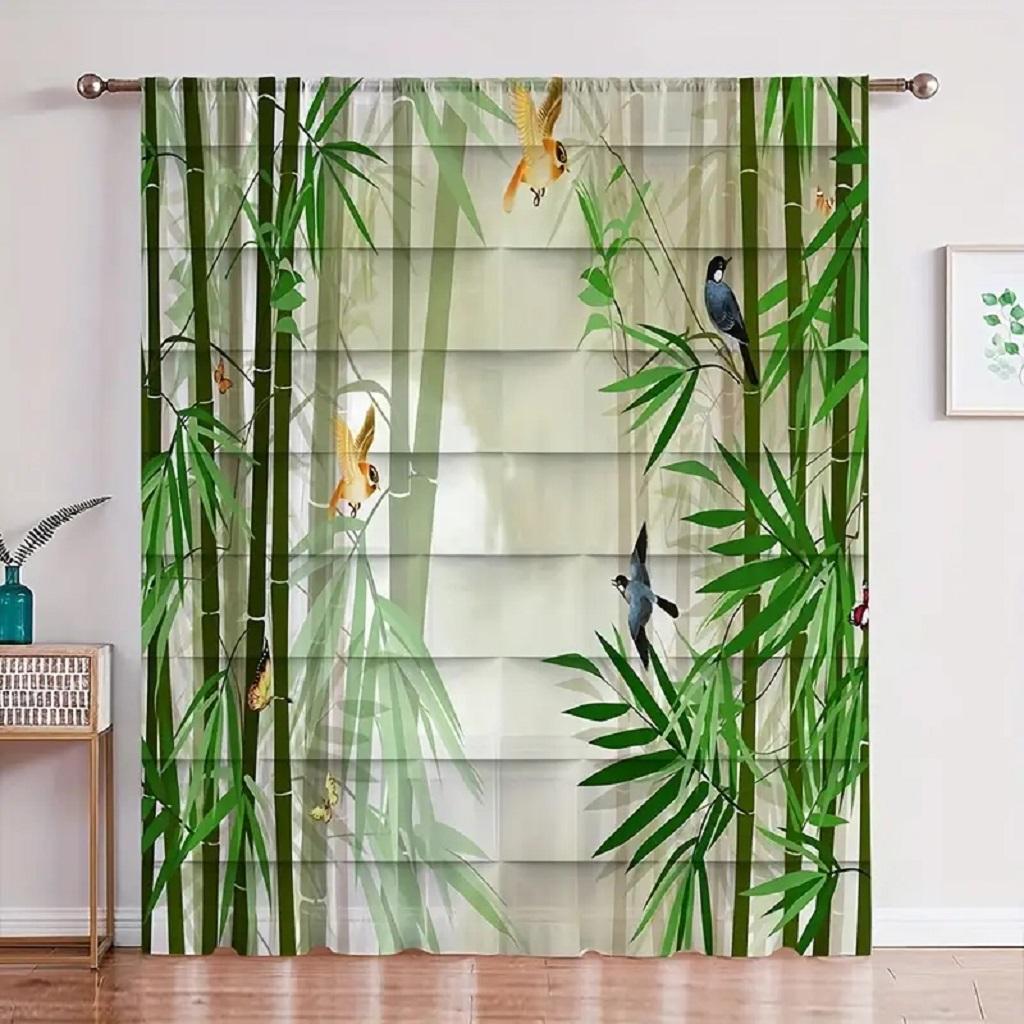 3D Digital Printing Polyester Fabric Bamboo Panda Curtains for Living Room 2 Panels Bedroom Window Curtains Free Shipping