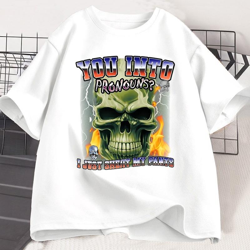 You Into Pronouns Funny Skeleton Tshirt Unisex WOMEN Harajuku Cotton Short Sleeve Round Neck Tees Unisex Short Sleeve Clothes