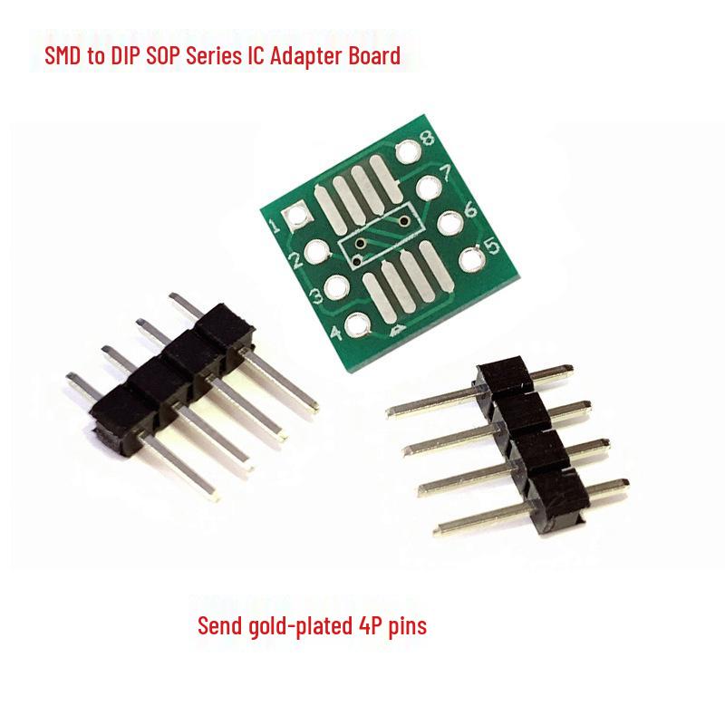 SOP8 SMD to DIP Adapter Board with SSOP8/TSSOP8 Compatibility, 0.65/1.27mm Pitch, Includes Pin Headers