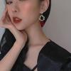 Temperament For Girls Korean Dangle Earrings Red Rose Flower Women Stud Earrings Drop Earrings