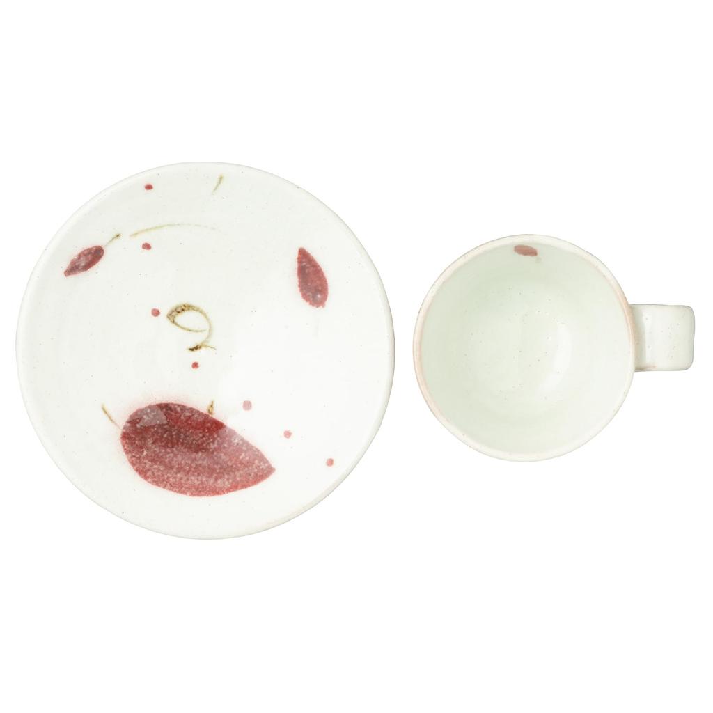 Marui Seito Shigaraki Ware Hechimon Cup & Saucer, 210ml Capacity, Akaha Red, MR-3-4400