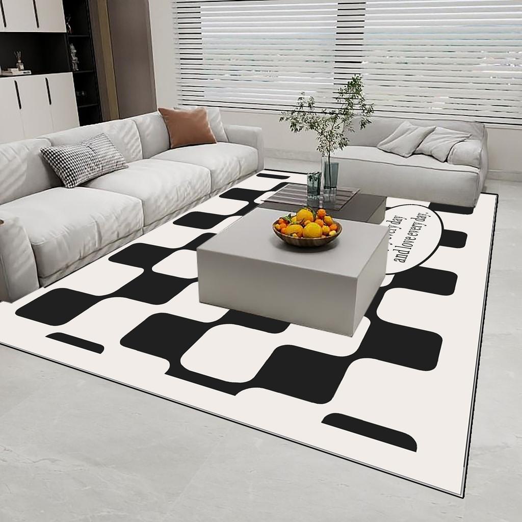 Carpets for Living Room Black and White Plaid Simple Rug Modern Beige Home Decoration Bedroom Carpet Large Area Soft Floor Mat