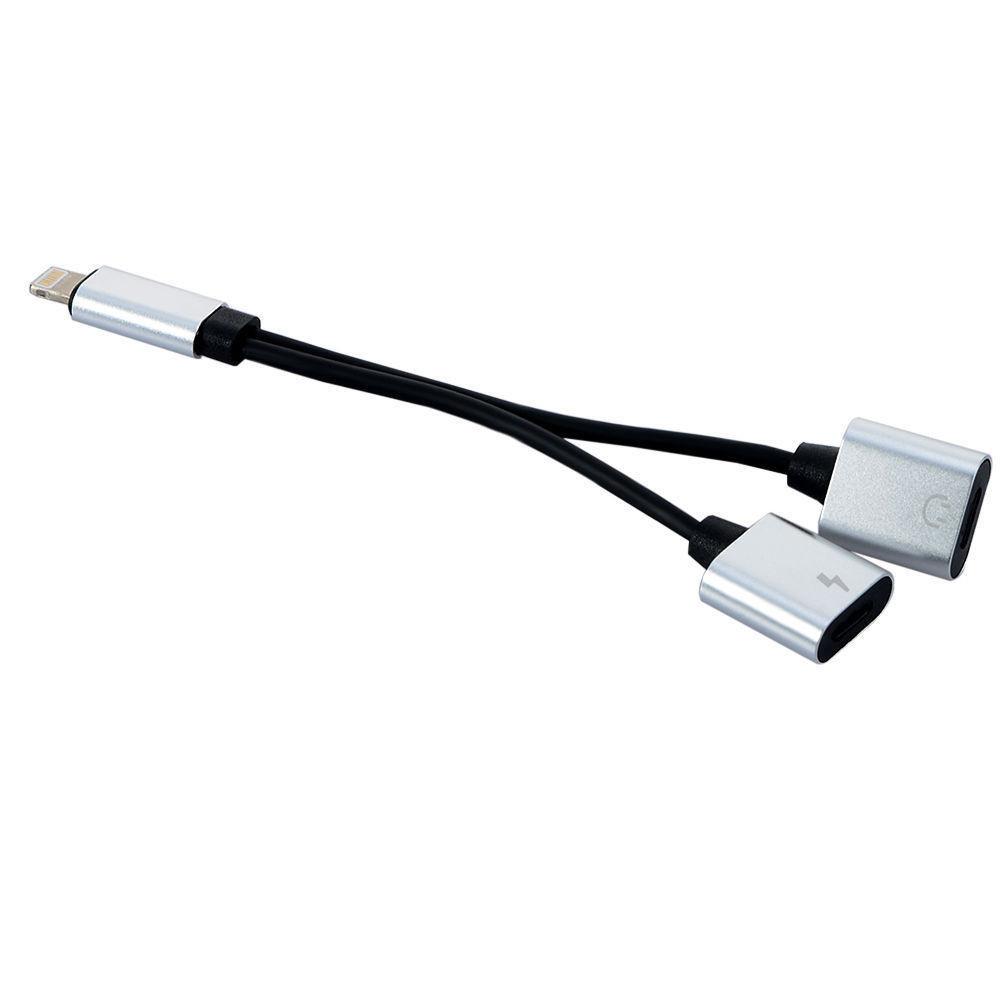 Адаптер 2 в 1 Lightning Двойной Зарядное устройство Аудио Разветвитель Сепаратор Кабель iPhone