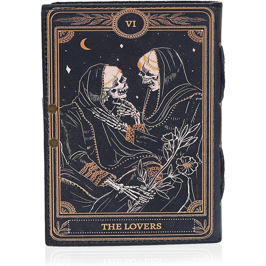 Книга Заклинаний Кожаный Журнал Деклейд Бумага Гримуар Печатный Журнал Влюбленные Блокнот Таро Спираль Готический блокнот Череп любовника