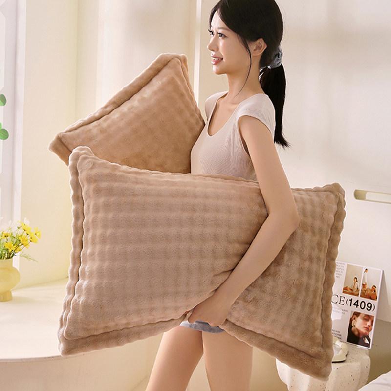 "Crystal Velvet Pillowcase 48x74: Autumn/Winter Quilted Flange, Thick, Warm Milk Velvet"