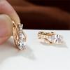 Кристаллические Серьги-Кольца с Розовым Белым Овальным Камнем для Женщин Милые Свадебные Серьги с Камнем Рождения для Женщин