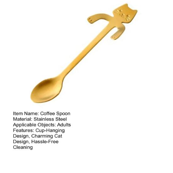 Ложка для кофе в форме кошки, чайная ложка из нержавеющей стали, подвесная чашка, чайная ложка для смешивания напитков, милая ложка для молочного коктейля в форме кошки, подарок любителю кофе