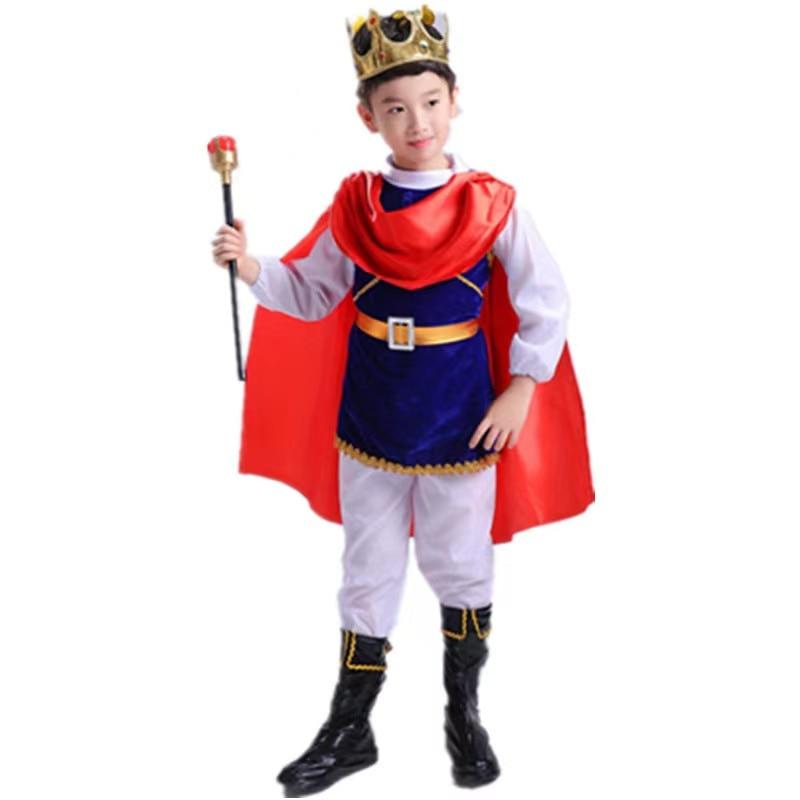 Kids Jester Costume with Red Cape and Scepter, 7-8 Years, Multicolor, Halloween Party Outfit