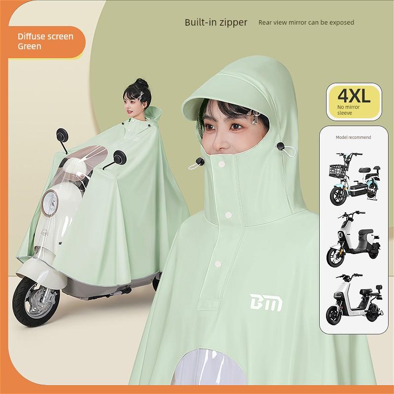 Electric Scooter Raincoat for Women, Single-Person, Adult, Long, Full-Body, Heavy-Duty, New Model, Thickened Rain Poncho