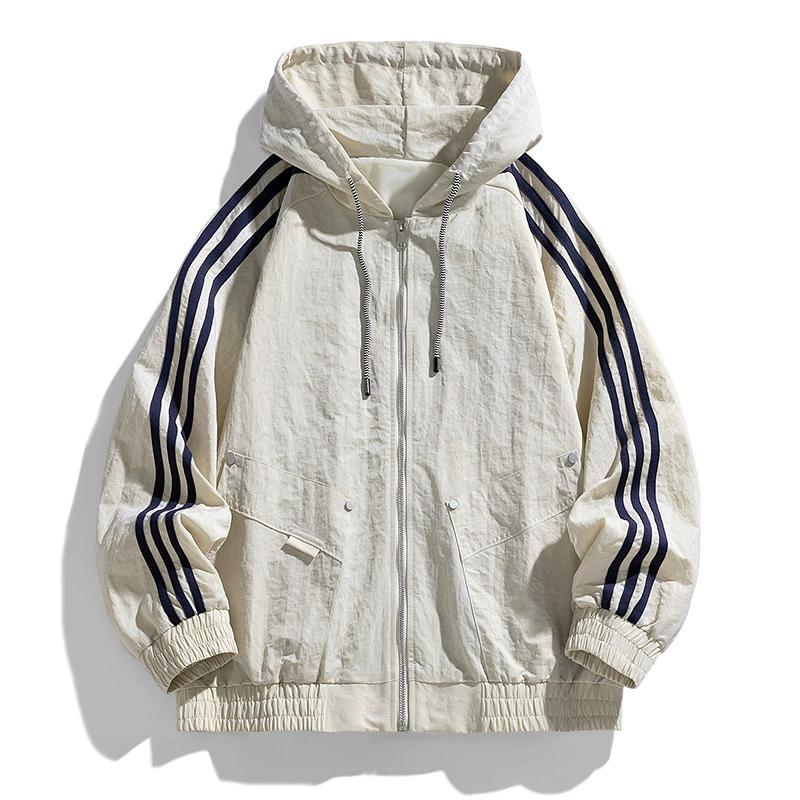 L-9XL Спортивная мужская повседневная куртка для активного отдыха Мужская свободная куртка с капюшоном и тремя полосами