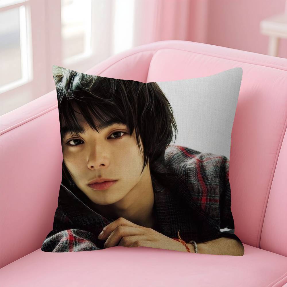 Actor N-Nijiro Murakami Double-Sided Printed Pillow Cover Short Plush Suitable Living Rooms Bedrooms Sofas Throw Cushion Cover