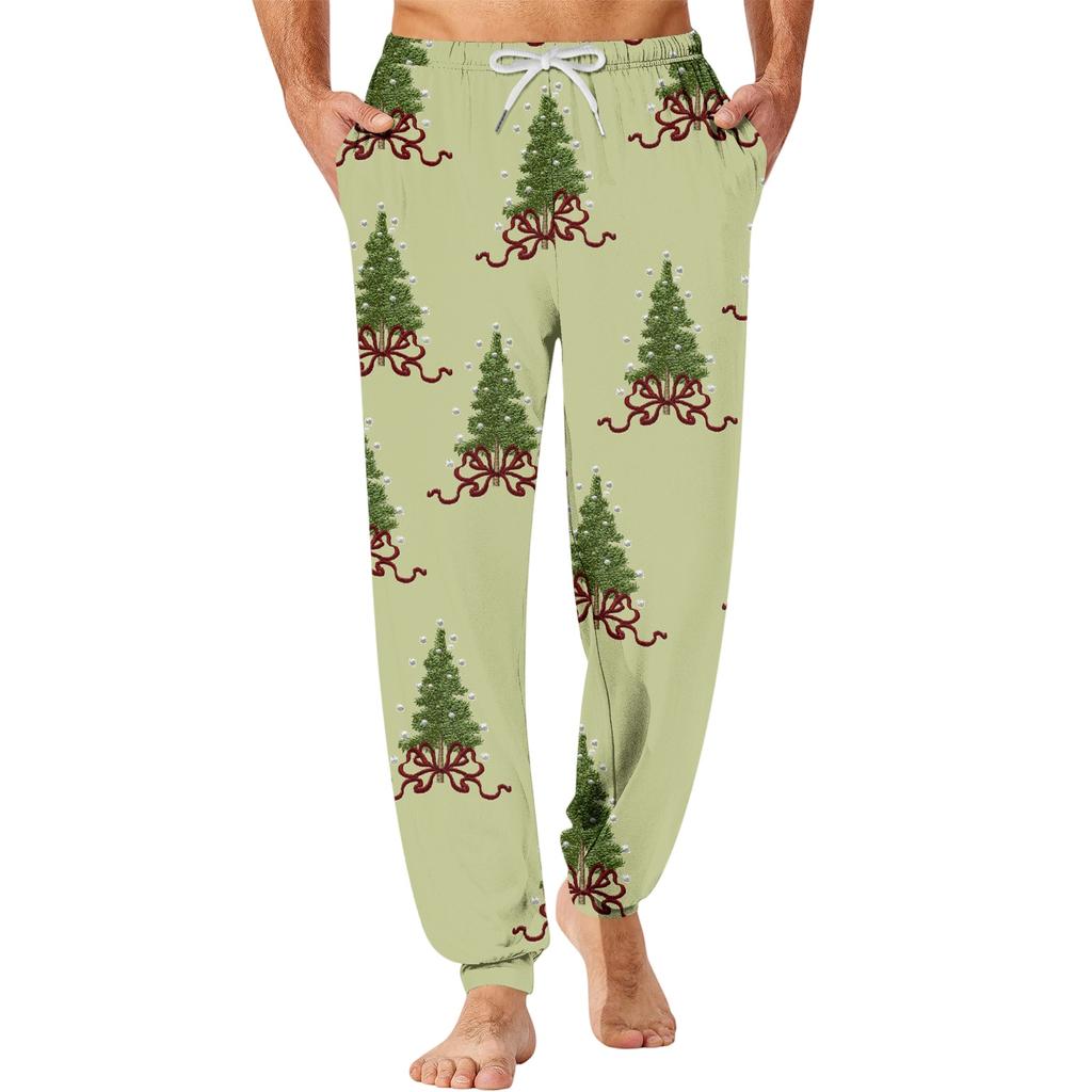 Pantalones de pijama con estampado navideño para hombre para comodidad en otoño e invierno