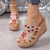 Rhinestone Peep-Toe Roman Wedge Slippers - Classic, Stylish, Plus Size, Summer Essential