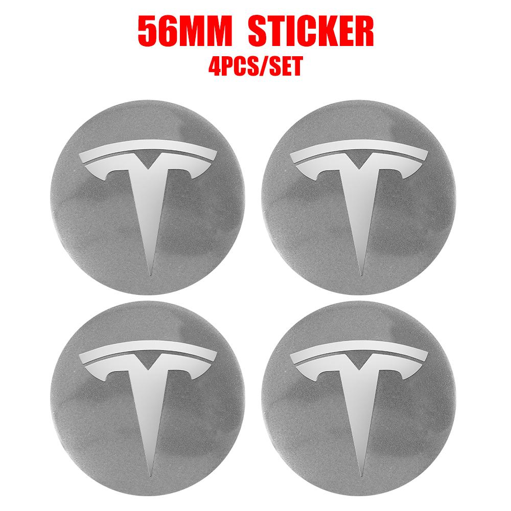 4pcs 56/60mm Car Wheel Center Cover Sticker Tire Hub Cap Badge Covers For Tesla Model 3 Model S Model X Model Y Coil Accessories