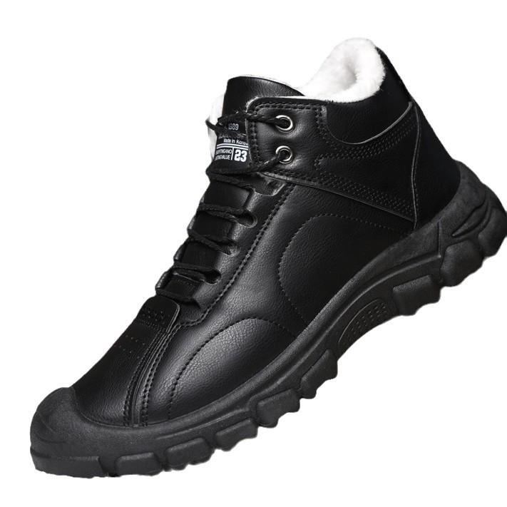 Men's Snow Boots: Autumn/Winter Cotton, Outdoor Sports, Velvet-Lined, Thick Casual Mid-Cut Leather Shoes