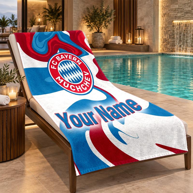 Custom Name Bayern Munich Beach Towel Personalized Text Soft Towel Swimming Travel Bath Gift