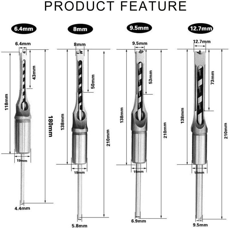 Набор из 4 квадратных сверл по дереву 1/4?? 5/16?? 3/8?? 1/2?? HSS Дерево Долото Зенковка Сверла Кольцевая пила Электроинструмент Набор