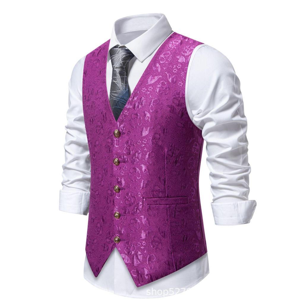 European Men's Halloween Jacquard Suit Vest for Stage Performance