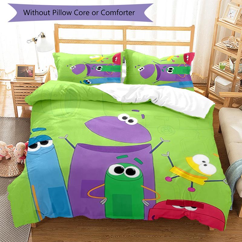 Ask the StoryBots 3pcs Bedding Set Duvet Cover Closure Includes 1 Duvet Cover & 2 Pillowcases for All Seasons Bedroom Home Dorm Decor