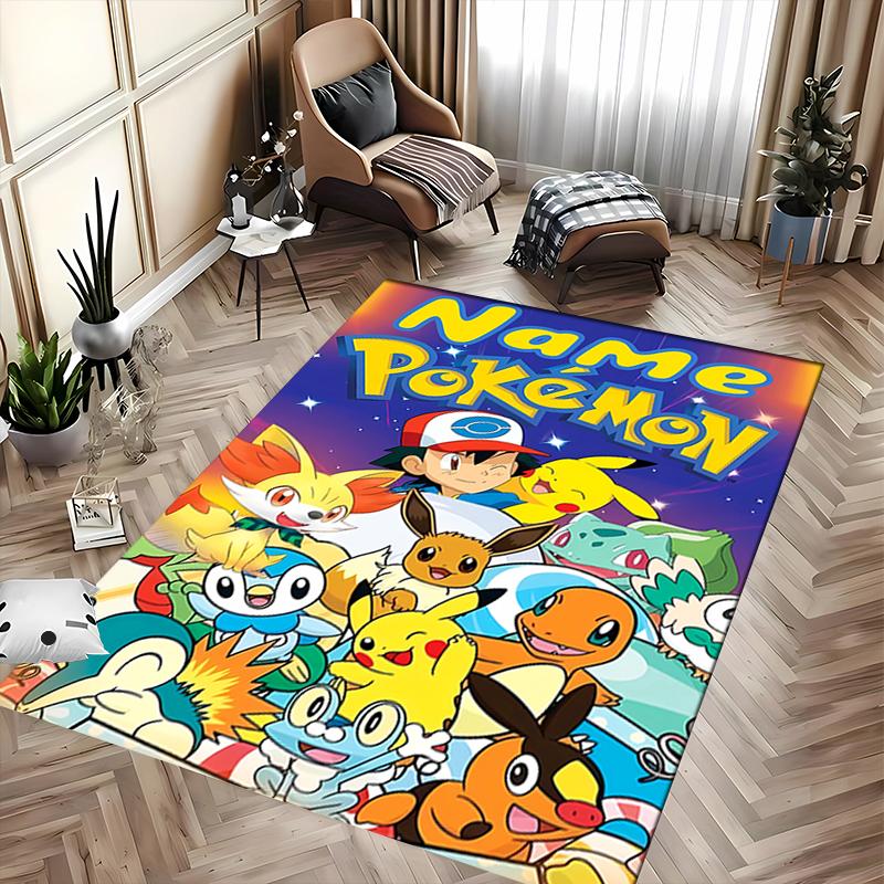 Custom personalization Pokémon Ash and Pikachu Area Rug - Perfect For Kitchen, Bathroom,Laundry Room Decor Large Size Available,Gift All Seasons