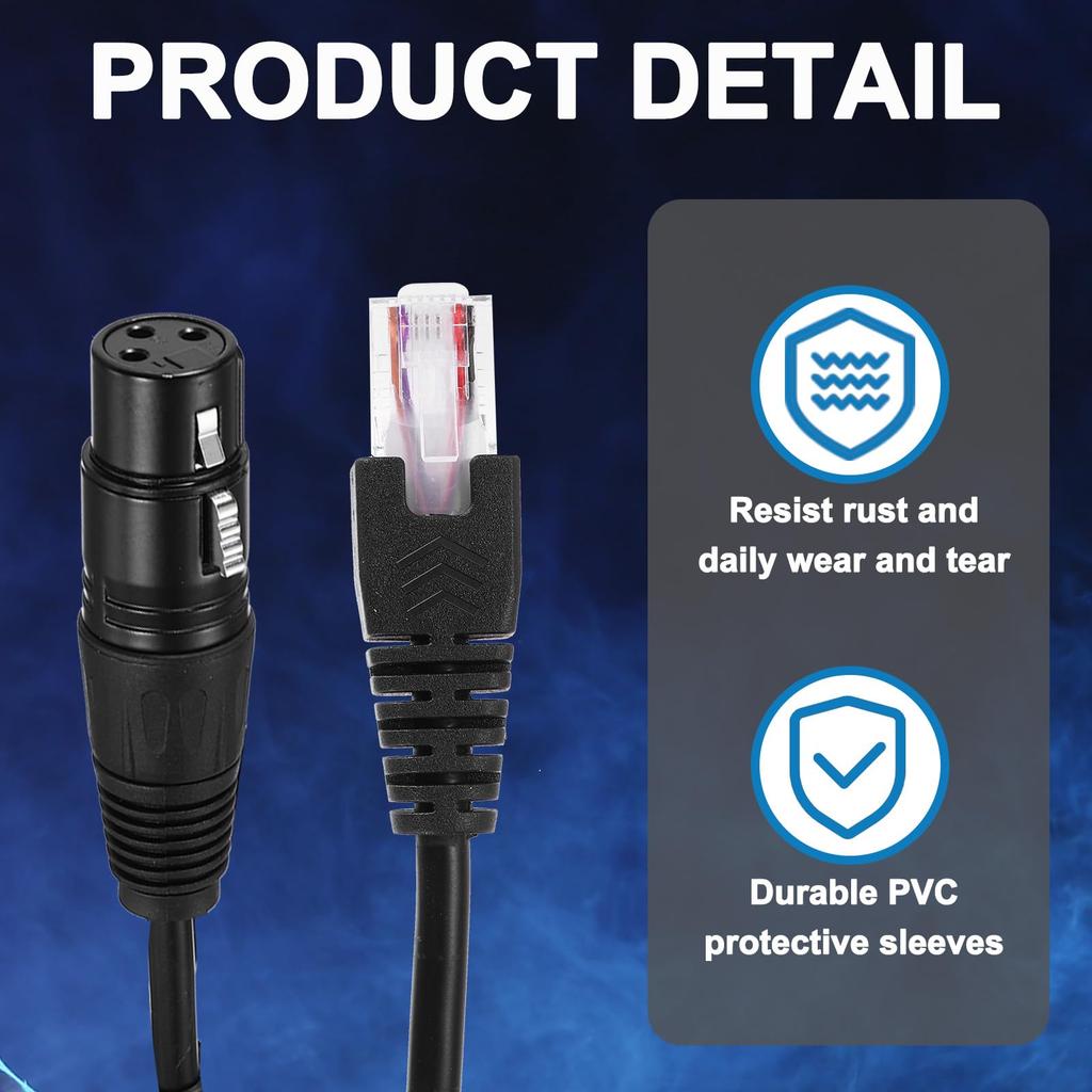 uxcell XLR to RJ45 DMX512 microphone Canon microphone for stage and studio (female) (male) adapter, 50cm, 2-pack, 3-pin cable, cable, cord, use.