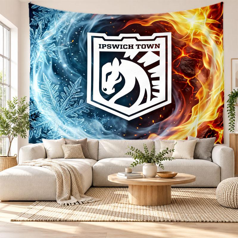 Ipswich Town Football Wall Tapestry, Soft Fabric Wall Hanging, Decorative Backdrop For Bedroom Home Wall Art