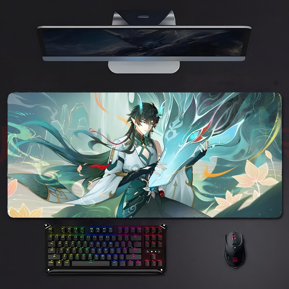 Красивый Игровой Коврик для Мыши Honkai Star Rail Imbibitor Lunae Большой Игровой Коврик для Мыши Со Прошитыми Краями Утолщенный Коврик для Стола ПК