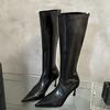 Eilyken Design Soft Pointed Toe Women Knee-High Boots Designer Party Dress Street Long Booties Thin Heels Shoes