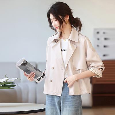 Короткий тренч женский весна и осень новый маленький британский темперамент повседневная хаки куртка топ