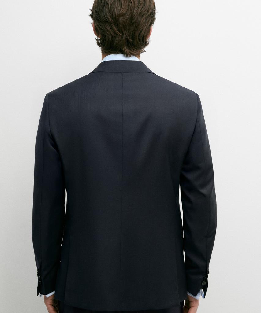 Massimo Dutti Striped Wool Blend Suit Blazer