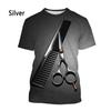 Мужские повседневные футболки с короткими рукавами, 3D-печать, ретро-парикмахерская, ножницы, инструменты, графические футболки для мужчин и женщин, свободные футболки, топы