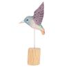 Wood Carving Hummingbird Ornament with Tree Stump/Bell Handcrafted Bird Figurine Statue Sculpture Home Office Desktop Decoration