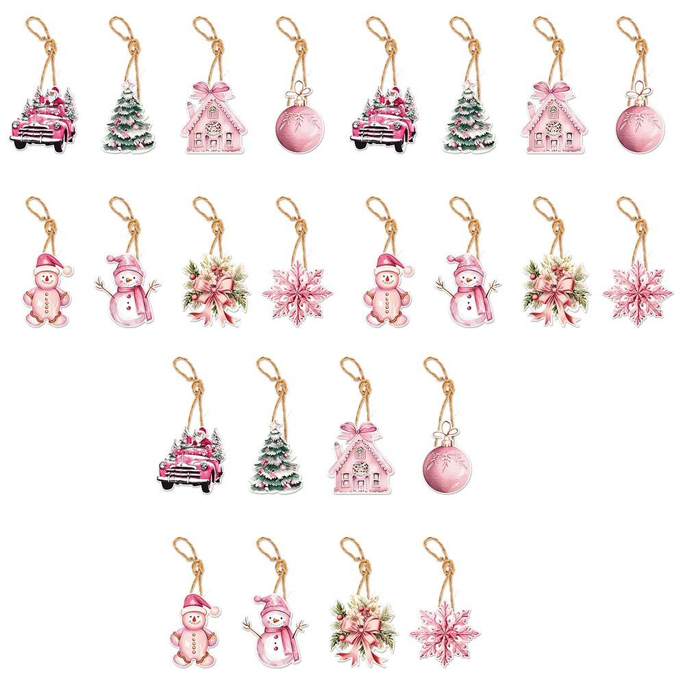 24pcs Santa Claus Christmas Tree Hanging Ornament Paper Christmas Tree Decoration Xmas Decor