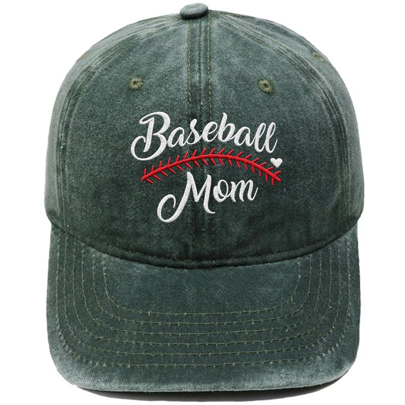 Baseball Mom Love Baseball Embroidery Washed Daddy Hat Fan Mom Viewing Shade Cap