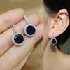 Huitan Colored Round Cubic Zirconia Dangle Earrings for Women Blue/Pink/Red/Yellow CZ Temperament Female Ear Accessories JewelryGood product
