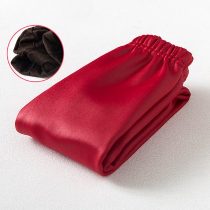 Spring Autumn Style Girls' Leggings with Plush Leather Pants Children's Tight Pants Girls